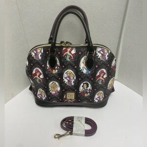 DOONEY & BOURKE Disney Princess Black Leather Zip Satchel Shoulder Bag